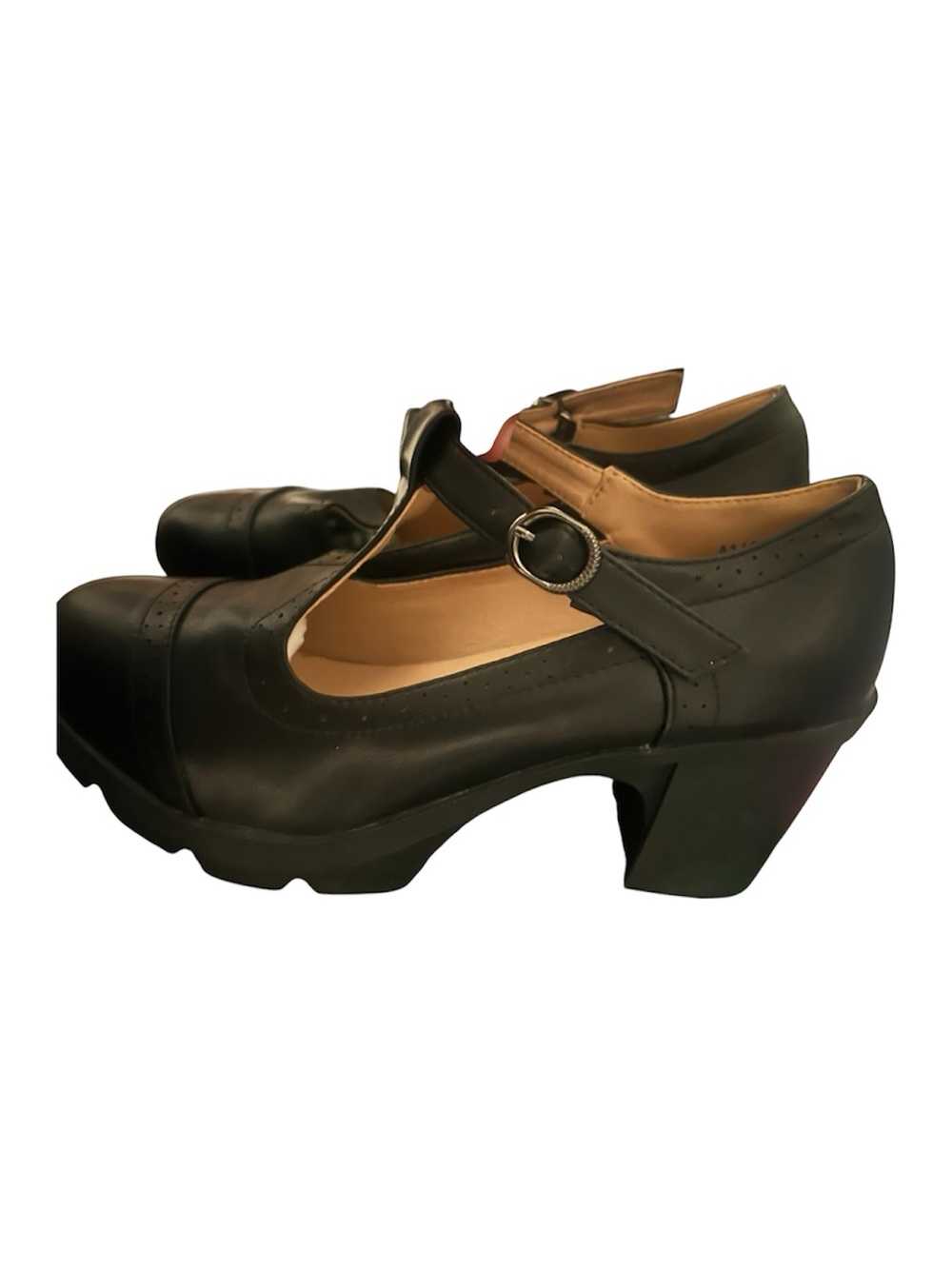Black  Platform Heels with Buckle Strap